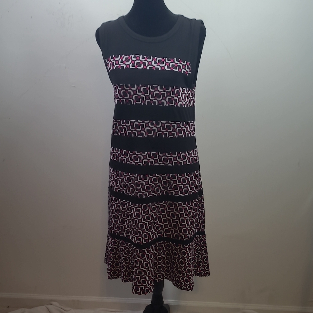 MICHAEL Michael Kors Black and Red Geometric Midi Dress